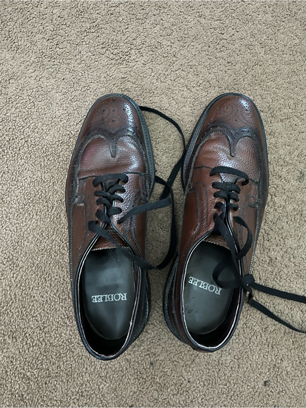 Brown Leather Wingtip Derby Shoes